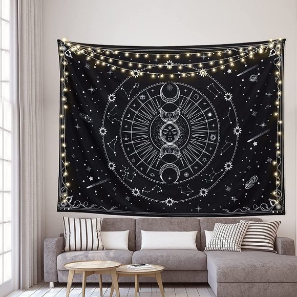 Tarot Card Tapestry Aesthetic Vintage Astrology Tapestry Wall Hanging Home Decor - Picture 7 of 7